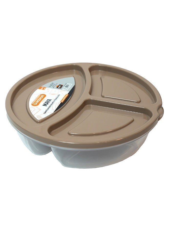 3-Compartment Food Storage Container with Lid – BPA Free Durable Lunch Box for Meal Prep & Fridge Storage – Microwave & Freezer Safe – 600ml Size (Brown) - Image 4