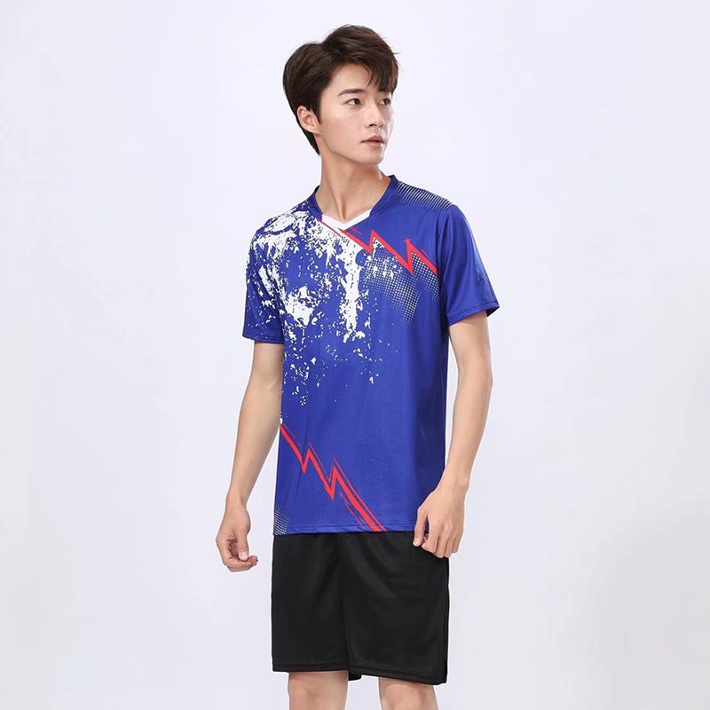 Generic New Badminton Outfit Unisex Kids Short Sleeve Men's color blue top
