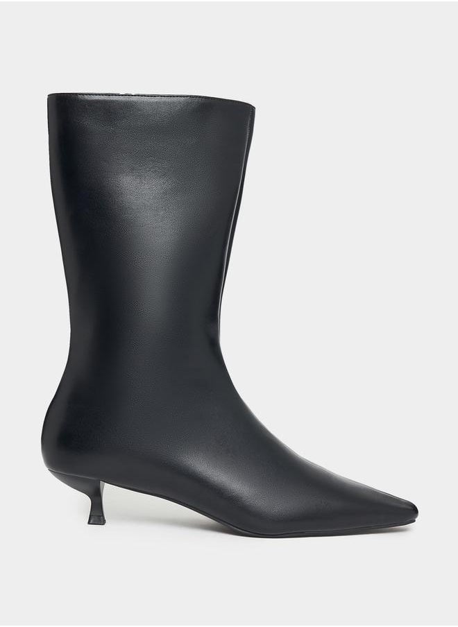 RAID Pointed Toe Kitten Heel Boots with Zip Closure by Styli  - Image 1