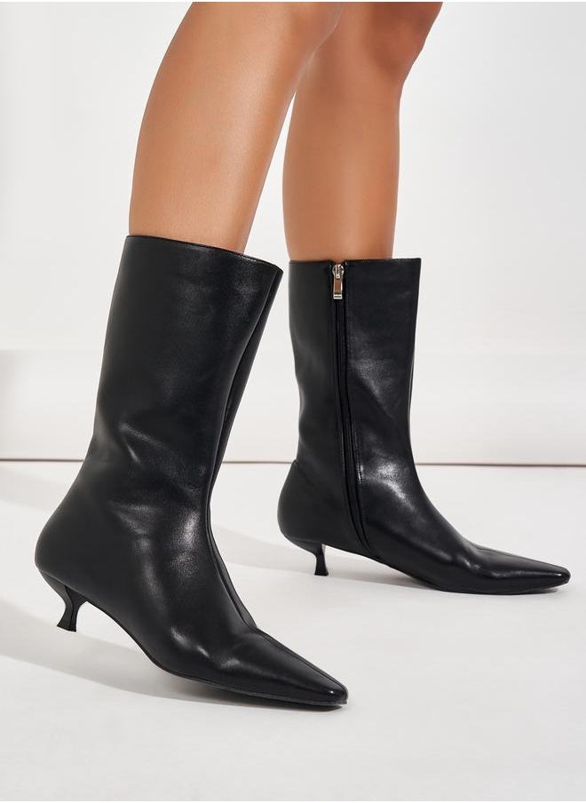 RAID Pointed Toe Kitten Heel Boots with Zip Closure by Styli  - Image 2