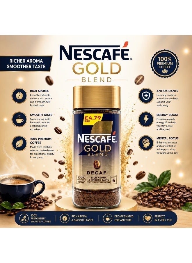 Nescafe Gold Blend Decaf 95grams Single - Image 4