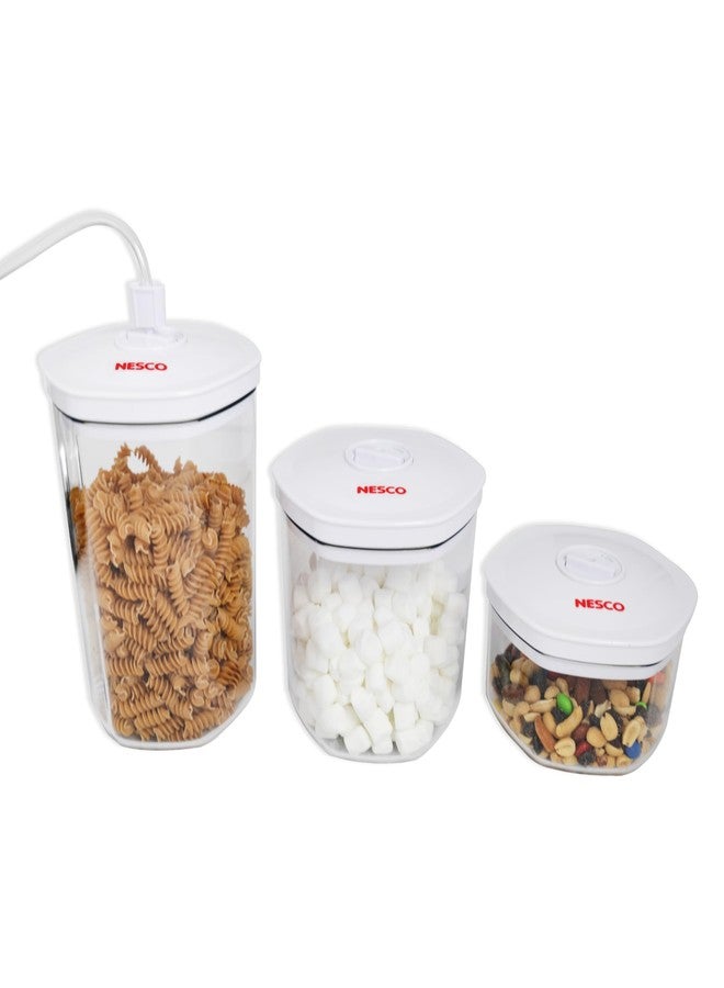 NESCO 3-Piece Vacuum Canister Set - BPA-Free Food Storage Containers with Lids, for Marinating, Meal Prep, Pantry Organization, Compatible with Vacuum Sealers - Image 2