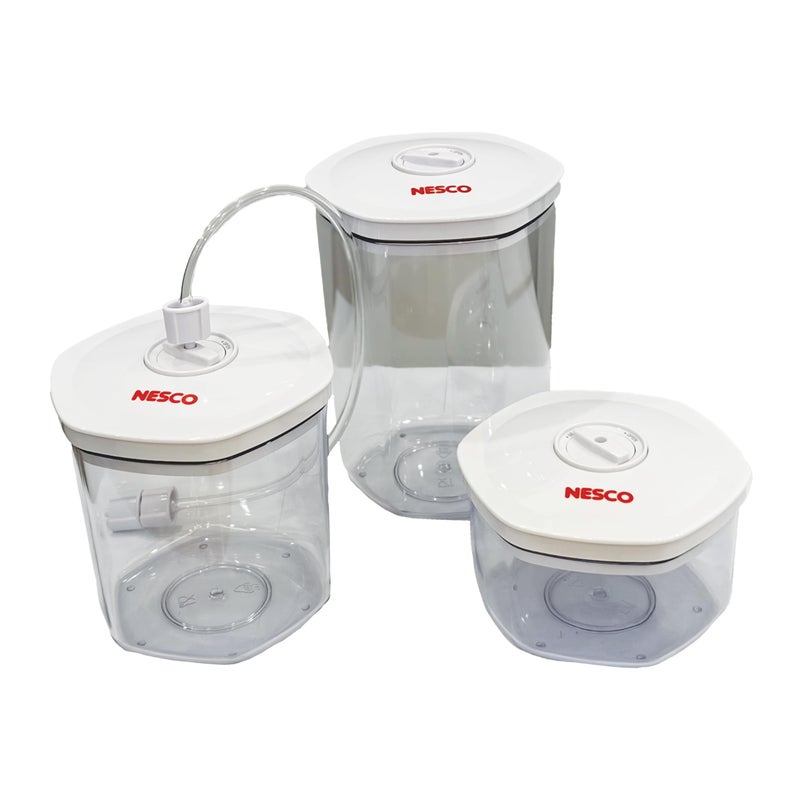 NESCO 3-Piece Vacuum Canister Set - BPA-Free Food Storage Containers with Lids, for Marinating, Meal Prep, Pantry Organization, Compatible with Vacuum Sealers - Image 1