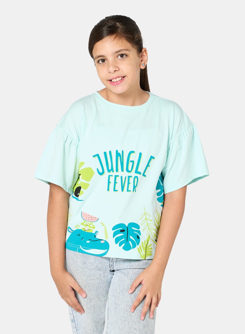 Panco Baby Girls JUNGLE Short Sleeve Printed T-shirt - Image 1