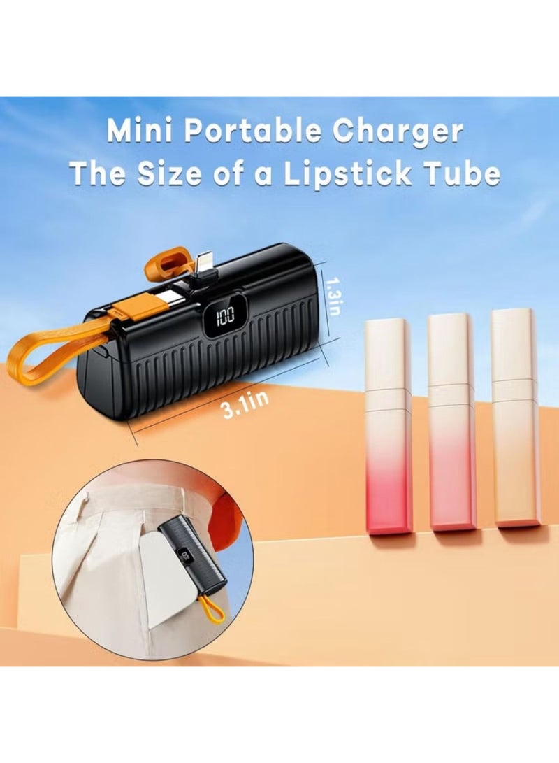Denx DENX DX426 5000mAh Mini Power Bank with Built-in Charging Cable | 22W Fast Charging | LED Display | Compact Portable Charger for Mobile, iPhone, Android  - Image 4