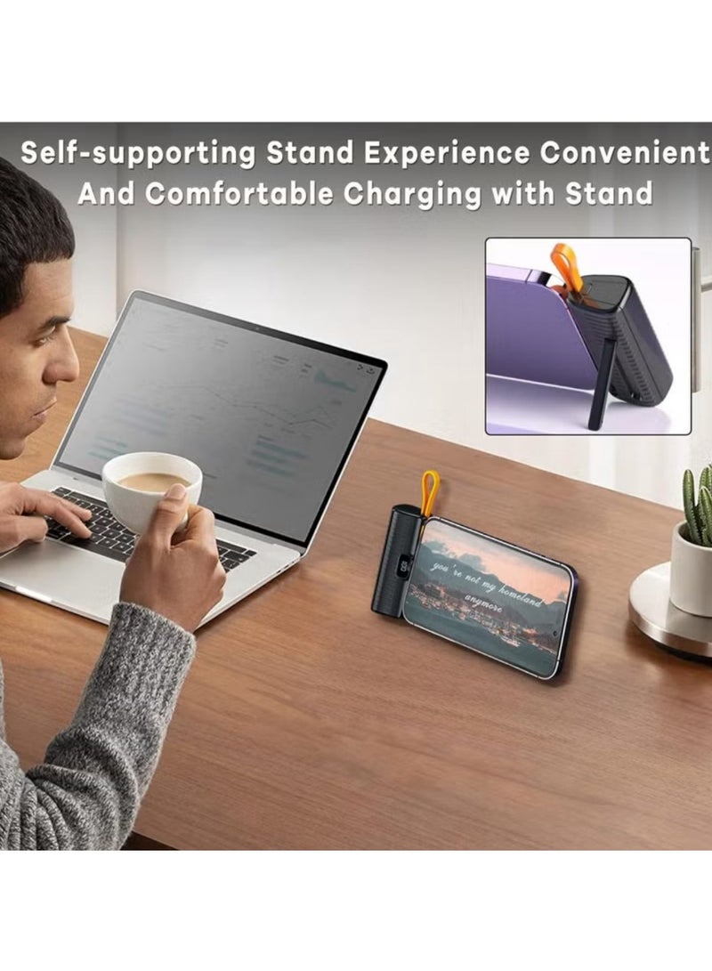 Denx DENX DX426 5000mAh Mini Power Bank with Built-in Charging Cable | 22W Fast Charging | LED Display | Compact Portable Charger for Mobile, iPhone, Android  - Image 2