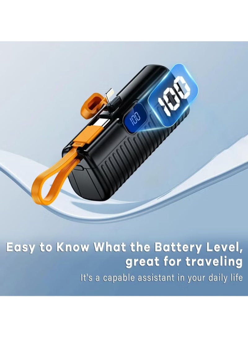 Denx DENX DX426 5000mAh Mini Power Bank with Built-in Charging Cable | 22W Fast Charging | LED Display | Compact Portable Charger for Mobile, iPhone, Android  - Image 5