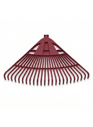 Sturdy 24-tooth leaf rake for lawn cleaning, wide leveling soil and landscaping - hands-free - brick