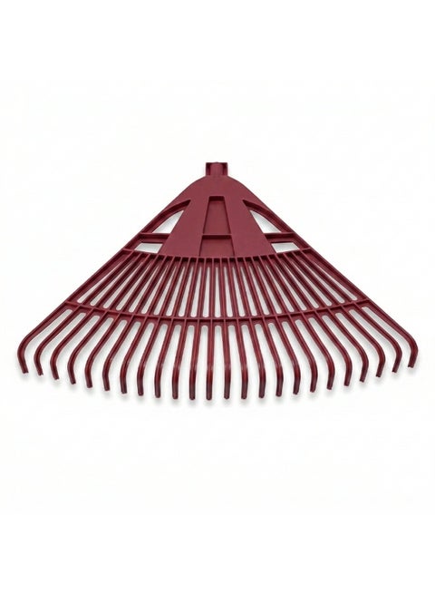 Sturdy 24-tooth leaf rake for lawn cleaning, wide leveling soil and landscaping - hands-free - brick