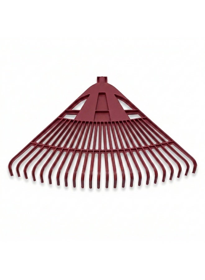 Sturdy 24-tooth leaf rake for lawn cleaning, wide leveling soil and landscaping - hands-free - brick - Image 1