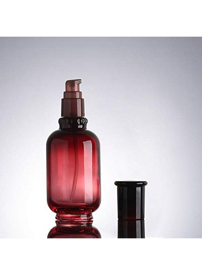 XINGZI 2 Pcs 50Ml(1.7 Oz) Upscale Empty Urefillable Wine Red Glass Pump Press Lotion Bottle Cosmetic Make Up Oil Cream Emulsion Jar Bottle Storage Containers - Image 3