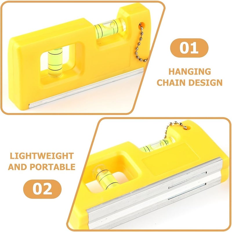 Yellow Spirit Level Mini Magnetic Portable Leveling Tool With Chain - Image 4