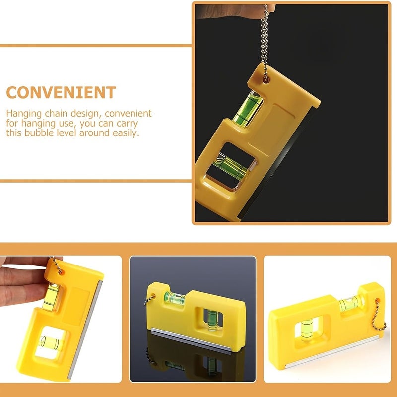 Yellow Spirit Level Mini Magnetic Portable Leveling Tool With Chain - Image 3