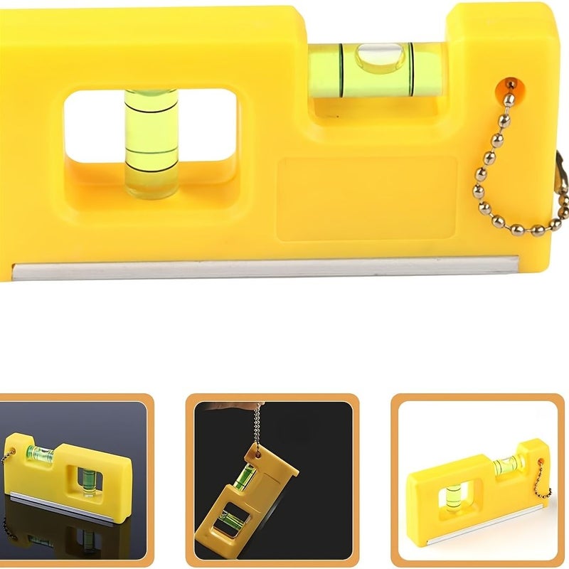 Yellow Spirit Level Mini Magnetic Portable Leveling Tool With Chain - Image 1