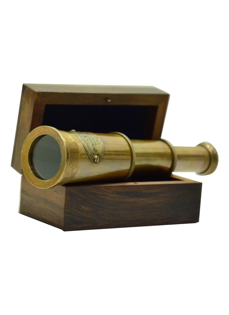Blue Globe Blue Globe 6 Brass Spyglass Telescope with Wooden Box Best for Gift Vintage Monocular for Navigation Voyage View Watching Games Travel Hiking Hunting Nautical Dcor Export  - Image 4