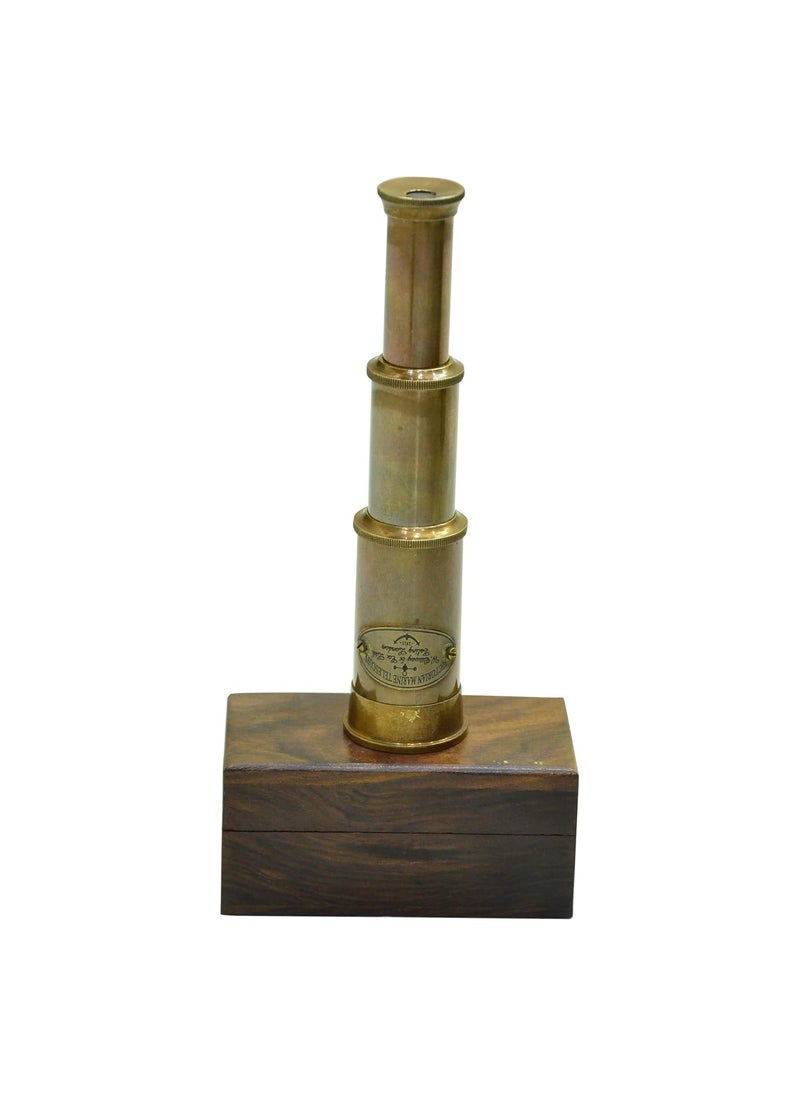 Blue Globe Blue Globe 6 Brass Spyglass Telescope with Wooden Box Best for Gift Vintage Monocular for Navigation Voyage View Watching Games Travel Hiking Hunting Nautical Dcor Export  - Image 3