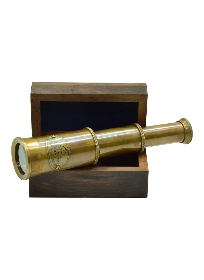 Blue Globe Blue Globe 6 Brass Spyglass Telescope with Wooden Box Best for Gift Vintage Monocular for Navigation Voyage View Watching Games Travel Hiking Hunting Nautical Dcor Export  - Image 2