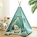 RONGFA Teepee Tent for Kids with Mat Star Lights Carry Case Cotton Canvas Playhouse Foldable Tents Portable Children Play Tent Indoor Outdoor Jewelry Blue - Image 3