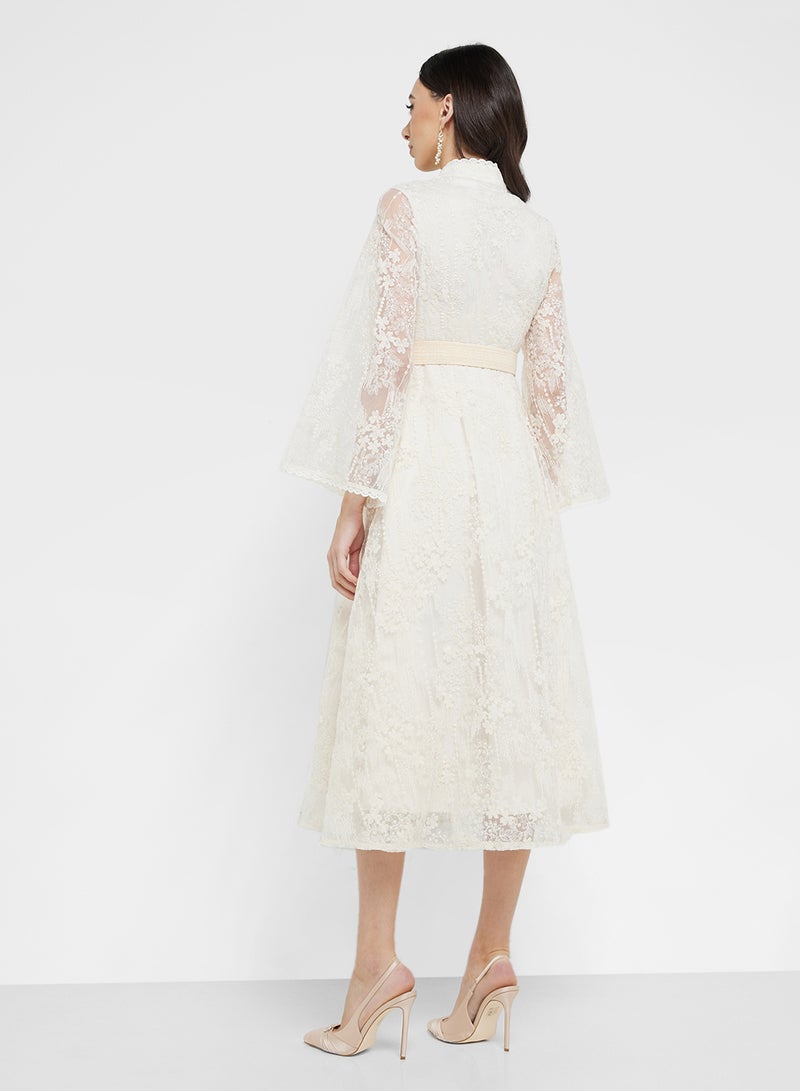 ELLA Lace Ruffle Midi Dress - Image 2