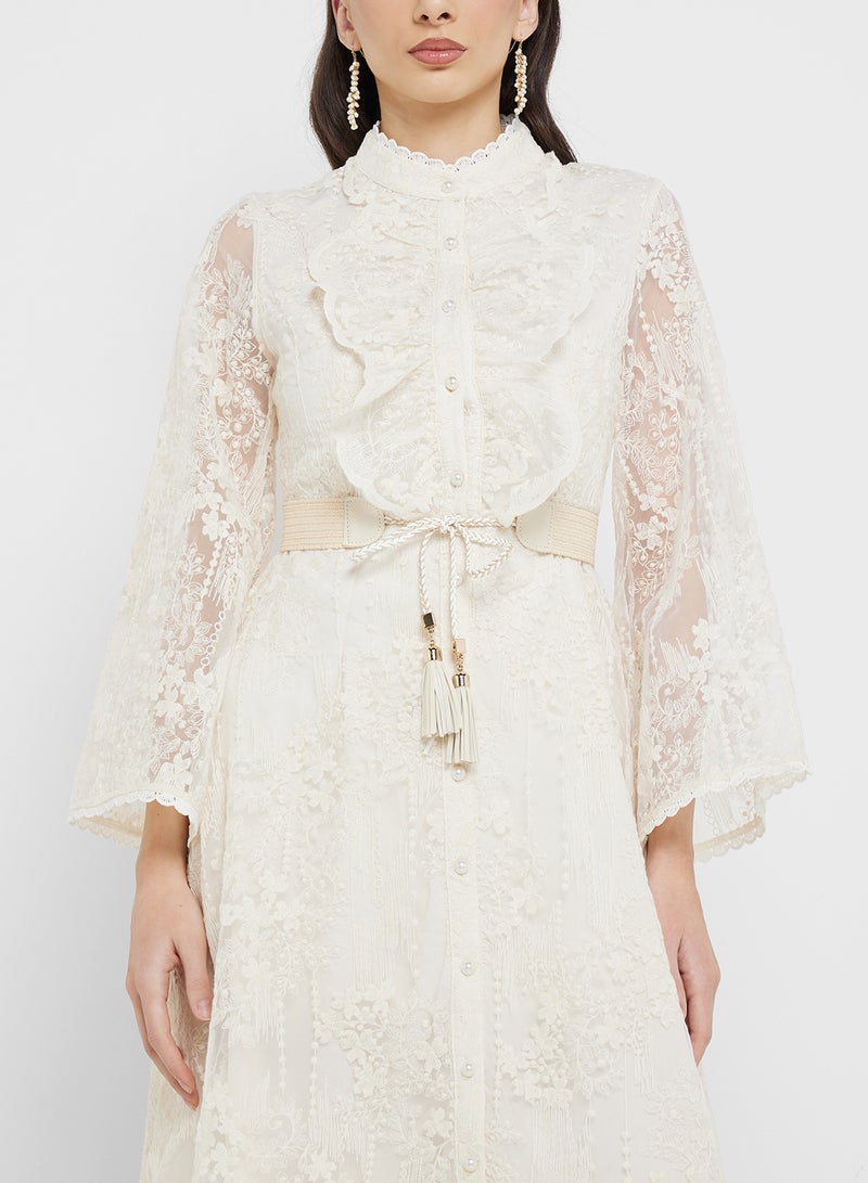 ELLA Lace Ruffle Midi Dress - Image 3