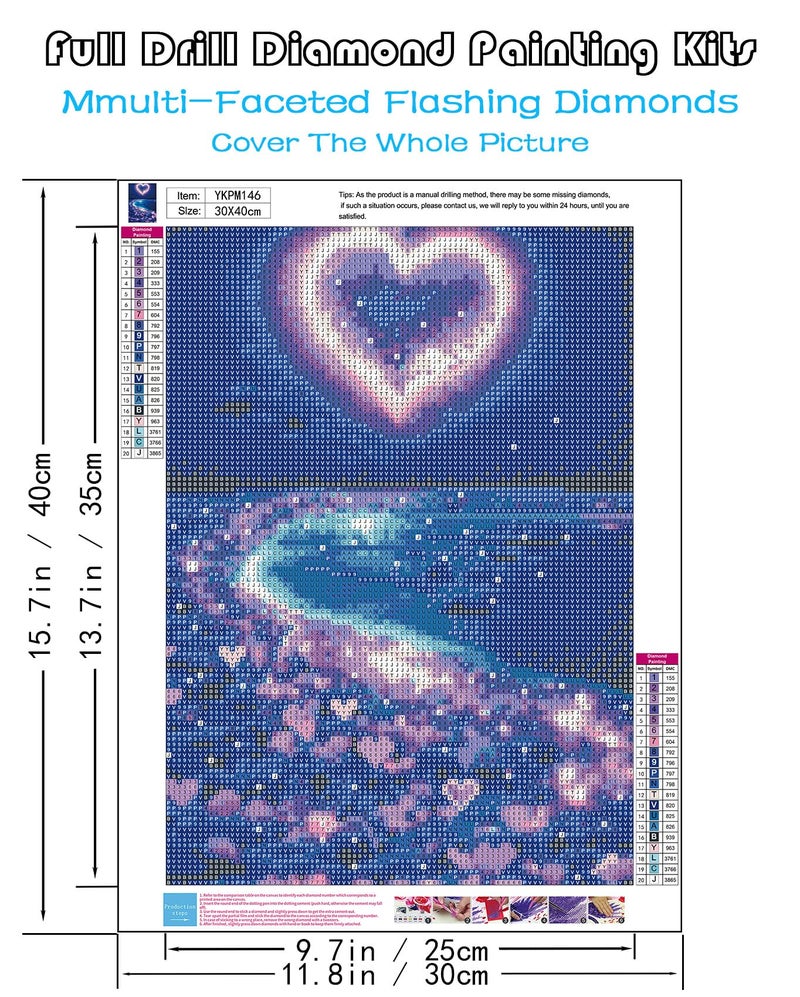 KINPLUB 5D Diamond Painting Kits for Adults, Love Heart Beach Diamond Art Kits for Adults Beginners, DIY Full Drill Paint with Round Diamond Dots, Home Wall Decor 12x16 Inch - Image 3