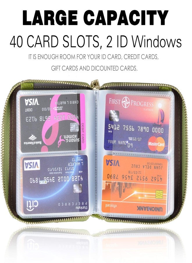 إيزي يو لايف محفظة بطاقات ائتمان نسائية من Easyoulife مزودة بسحاب من الجلد مع خاصية حجب RFID (أخضر) - Image 3