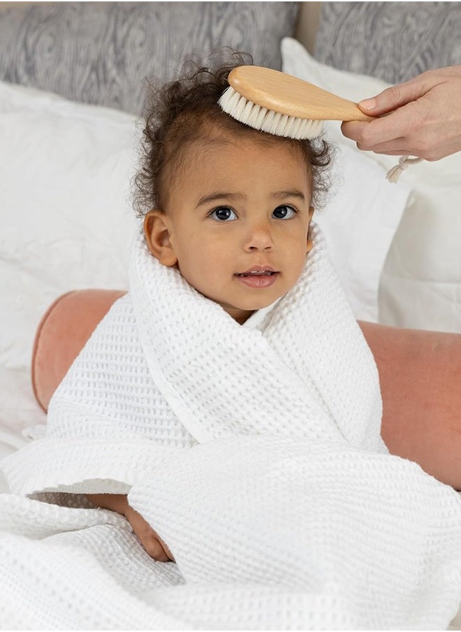 Sweet Life - Baby Hair Brush and Comb Set, 4 Pcs Newborn Hair Brush with Soft Bristle, Natural Goat Hair and Wood Baby Cradle Cap Comb for Newborns & Toddlers, Newborn Baby Essentials, Perfect Registry Gift - Image 1
