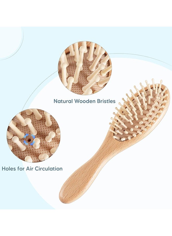 Sweet Life - Baby Hair Brush and Comb Set, 4 Pcs Newborn Hair Brush with Soft Bristle, Natural Goat Hair and Wood Baby Cradle Cap Comb for Newborns & Toddlers, Newborn Baby Essentials, Perfect Registry Gift - Image 1