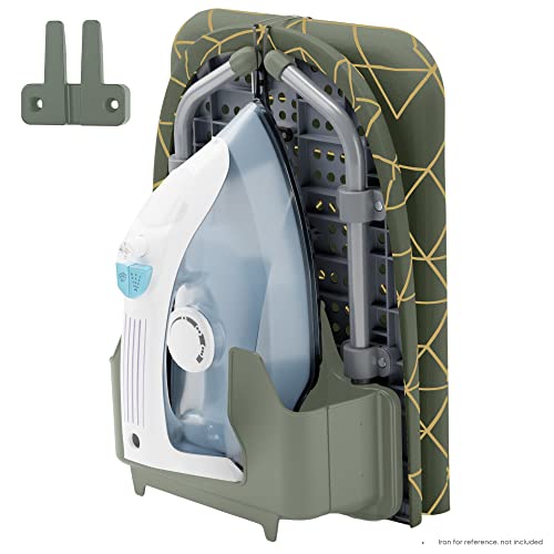 XABITAT Table Top Ironing Board with Wall Mount DCrease Portable Space Saving Mini Laundry Room Iron Board Foldable Small Ironing Board with Iron Holder Green