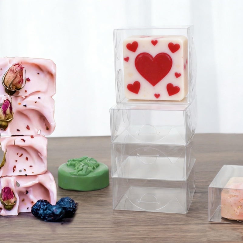 JCXGRVC 3.25"X3.25"X1.5" 100PCS Clear Chocolate Truffle Boxes for 4,Cookies Boxes Soap Boxes Donut Boxes Macaron Boxes Mini Bakery Boxes Brownie Box - Image 3