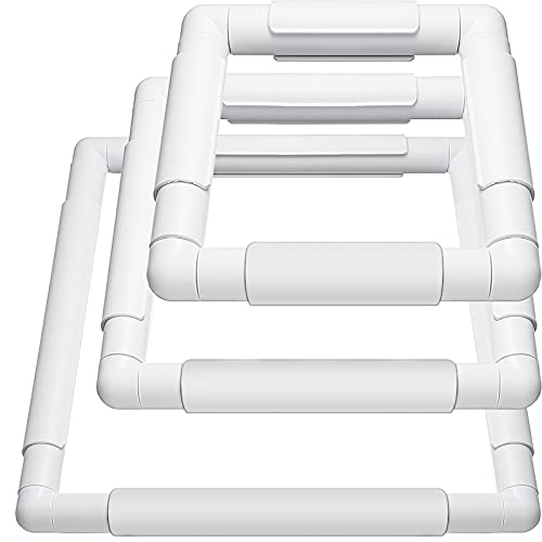Janinka Embroidery Hoop 3 Pcs Cross Stitch Hoops and Frames White Rectangular Cross Stitch Embroidery Snap Frame DIY Sewing Tool for Quilting Silk-Painting 6 x 6, 8 x 8, 11 x 11 in(White) - Image 1