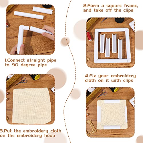 Janinka Embroidery Hoop 3 Pcs Cross Stitch Hoops and Frames White Rectangular Cross Stitch Embroidery Snap Frame DIY Sewing Tool for Quilting Silk-Painting 6 x 6, 8 x 8, 11 x 11 in(White) - Image 5