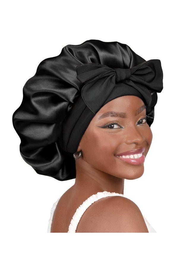 NIBEMINENT - Satin Bowknot Extra Large Beauty Sleep Hat for Postpartum Hair Care Women’s Headscarf - Image 1