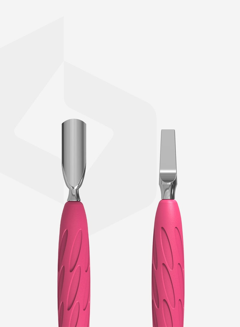 STALEKS PRO Manicure pusher Gummy with silicone handle - UNIQ 10 | TYPE 5 (rounded narrow pusher and straight blade) - Image 2
