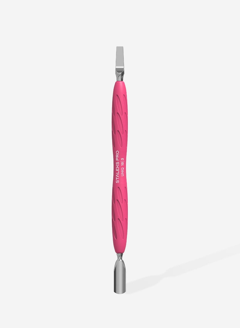 STALEKS PRO Manicure pusher Gummy with silicone handle - UNIQ 10 | TYPE 5 (rounded narrow pusher and straight blade) - Image 3