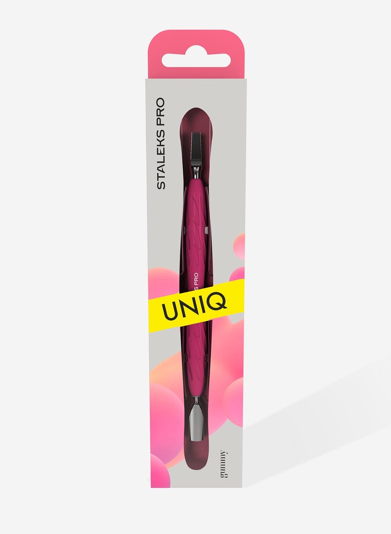 STALEKS PRO Manicure pusher Gummy with silicone handle - UNIQ 10 | TYPE 5 (rounded narrow pusher and straight blade) - Image 4