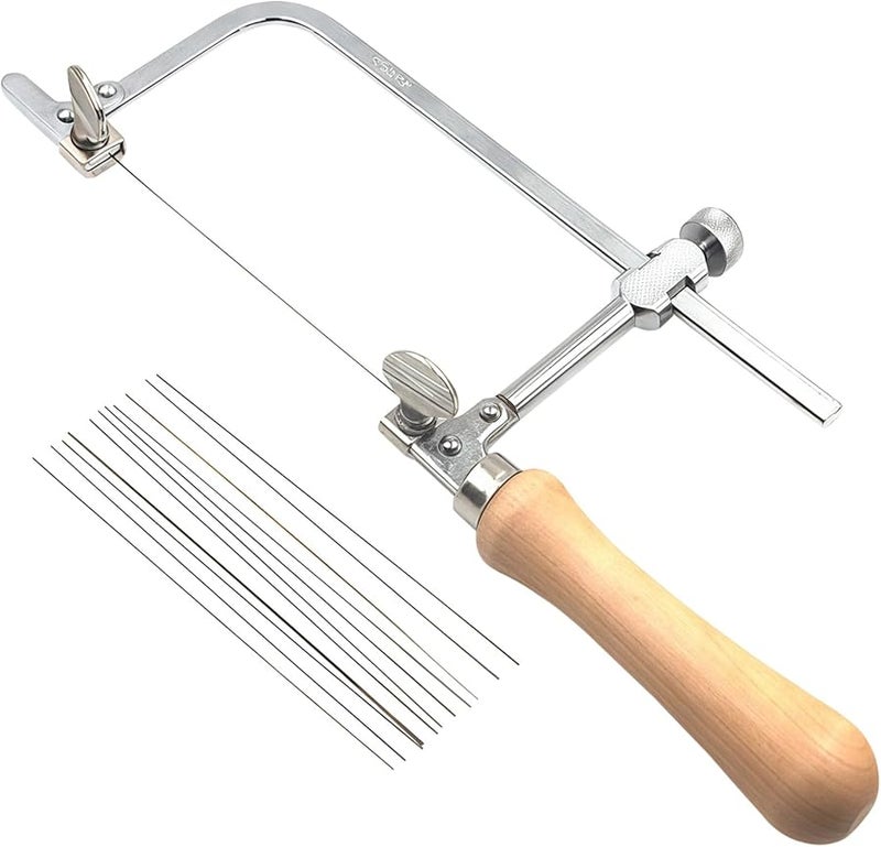 Mini Hand Saw Frame With Wooden Handle 12 Pcs Blades For DIY Craft Woodworking - Image 2