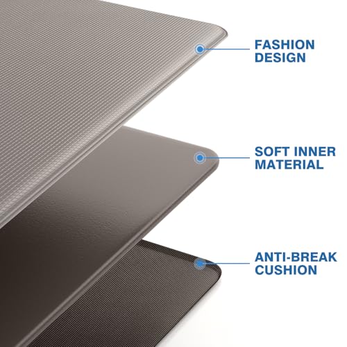 StepRite Kitchen Mats, 2PCS Kitchen Rugs, Cushioned Anti Fatigue Kitchen Mats for Floor, Non-Slip Standing Desk Mat, Waterproof Kitchen Rug Set for Kitchen, Floor, Office, 17.3"x30"+17.3"x59", Khaki - Image 5