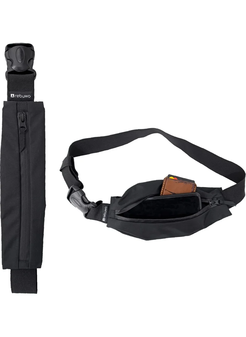 Rebuwo Multifunctional Reflective Sports Waist Bag Black