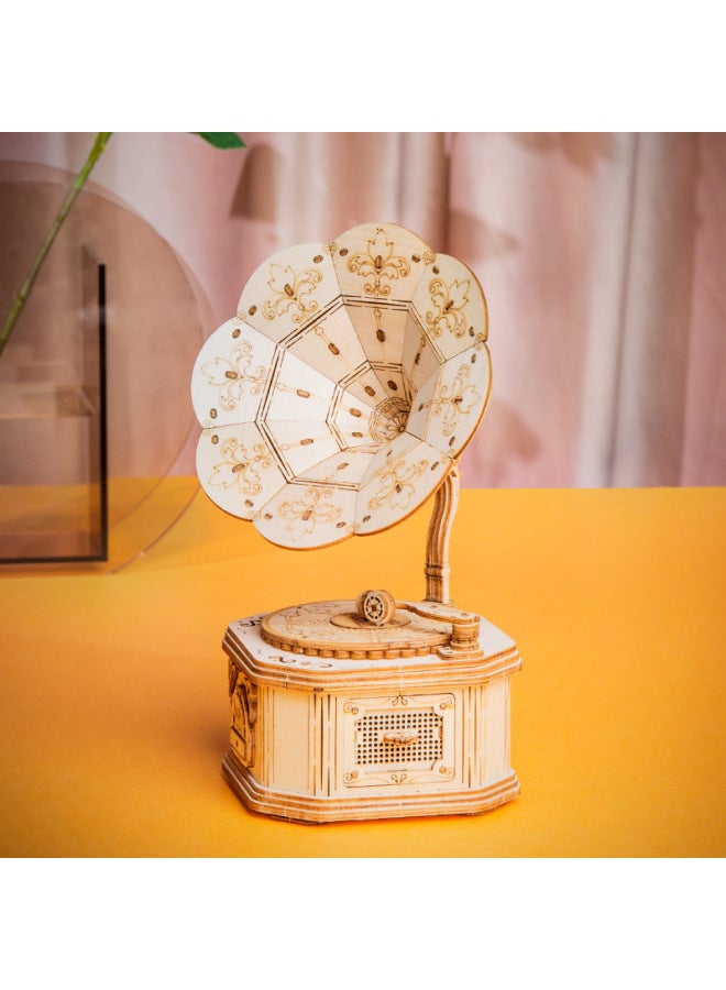 Ruotai WUDE3d Puzzle Three-dimensional Puzzle Puzzle Children's Wooden Puzzle Model Creation Set Puzzle Toy-Color:TG408: Diffuse. Phonograph - Image 1