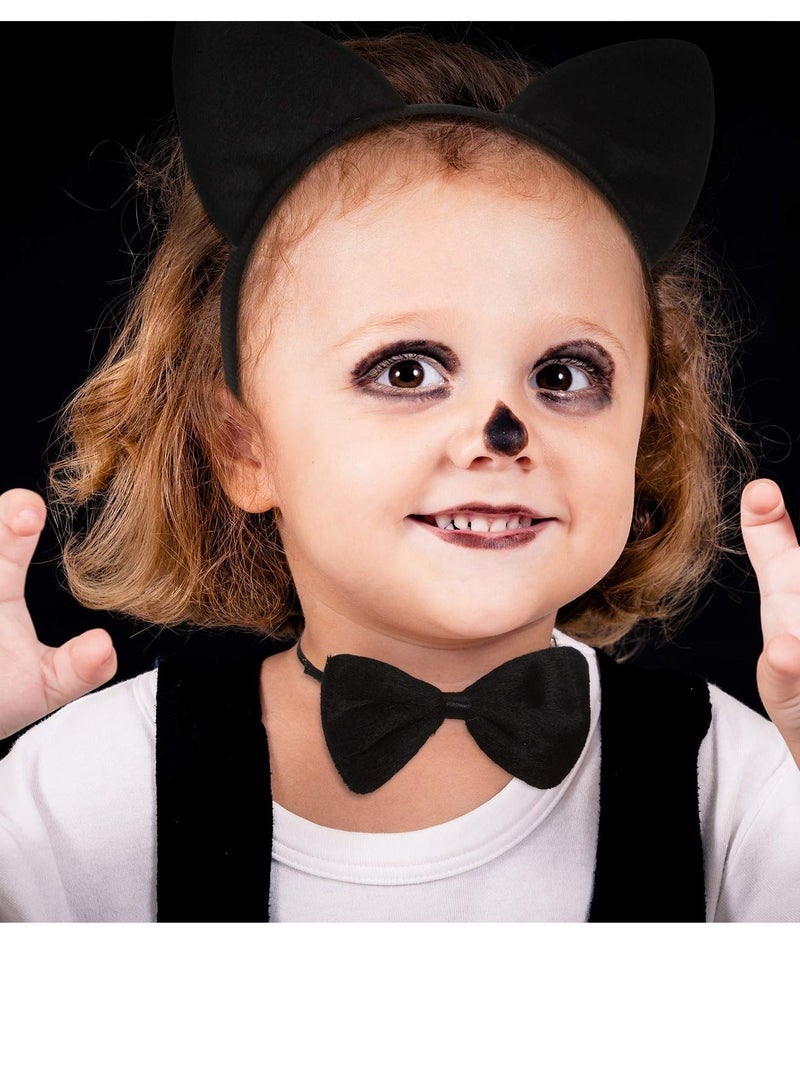 Cat Costume Accessories, 3 Pcs  Animal Costume Set for Kids Ears Headband Set Ears Tail Bow Tie Animal Dress Cosplay Party Decoration Accessory(Cat) - Image 3