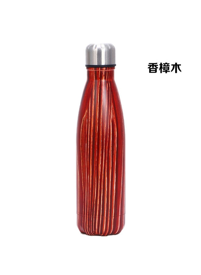 Wood Grain-camphor Wood Stainless Steel Coke Bottle Thermos Double-layer Sports Bottle 304 Coke Cup Gift Cup