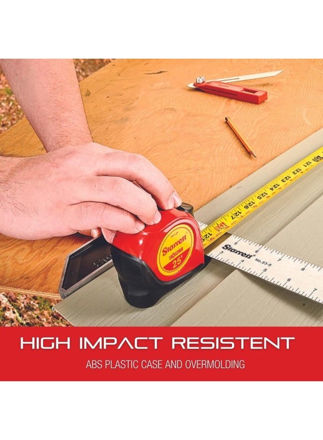 Starrett Exact KTX1-16-N ABS Plastic Case Red Measuring Pocket Tape, English Graduation Style, 4.9m Length, 1" Width, 0.0625mm Graduation Interval - Image 3