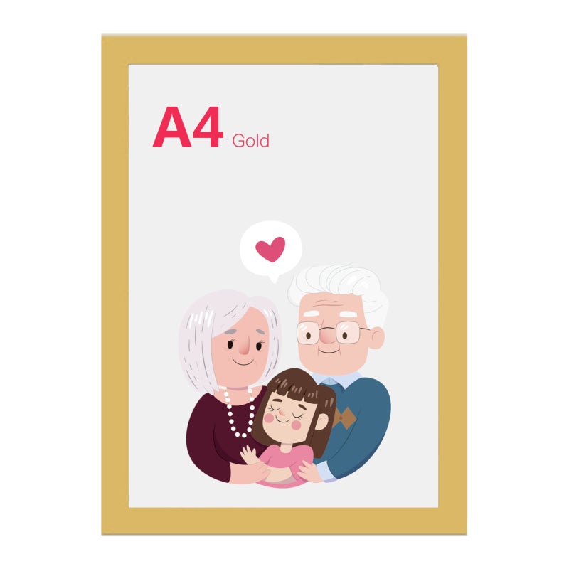 Magnetic Picture Frame A4 Gold - Waterproof Durable Self-Adhesive Magnetic Frame for Home Office Document Display - Image 1