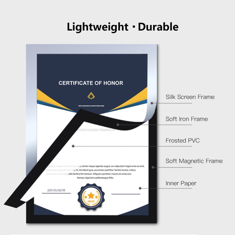 Magnetic Picture Frame A4 Gold - Waterproof Durable Self-Adhesive Magnetic Frame for Home Office Document Display - Image 3