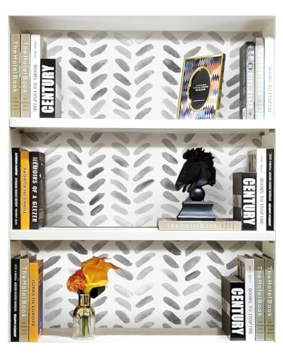Sevalo Gray and White Wallpaper Peel and Stick Wallpaper Boho Contact Paper for Cabinets Gray Herringbone Contact Paper Self-Adhesive Removable Bedroom Bathroom Chevron Classroom Room 17.3inW 78.7inL - Image 3