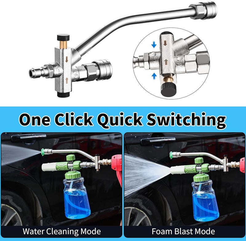 balabulala Foam Cannon Dual Connector Accessory,Pressure Washer Double Tip Attachment for Foam Blaster with 7 Power Washer Sprayer Nozzles, 1/4" Quick Connect, 4200 PSI - Image 3