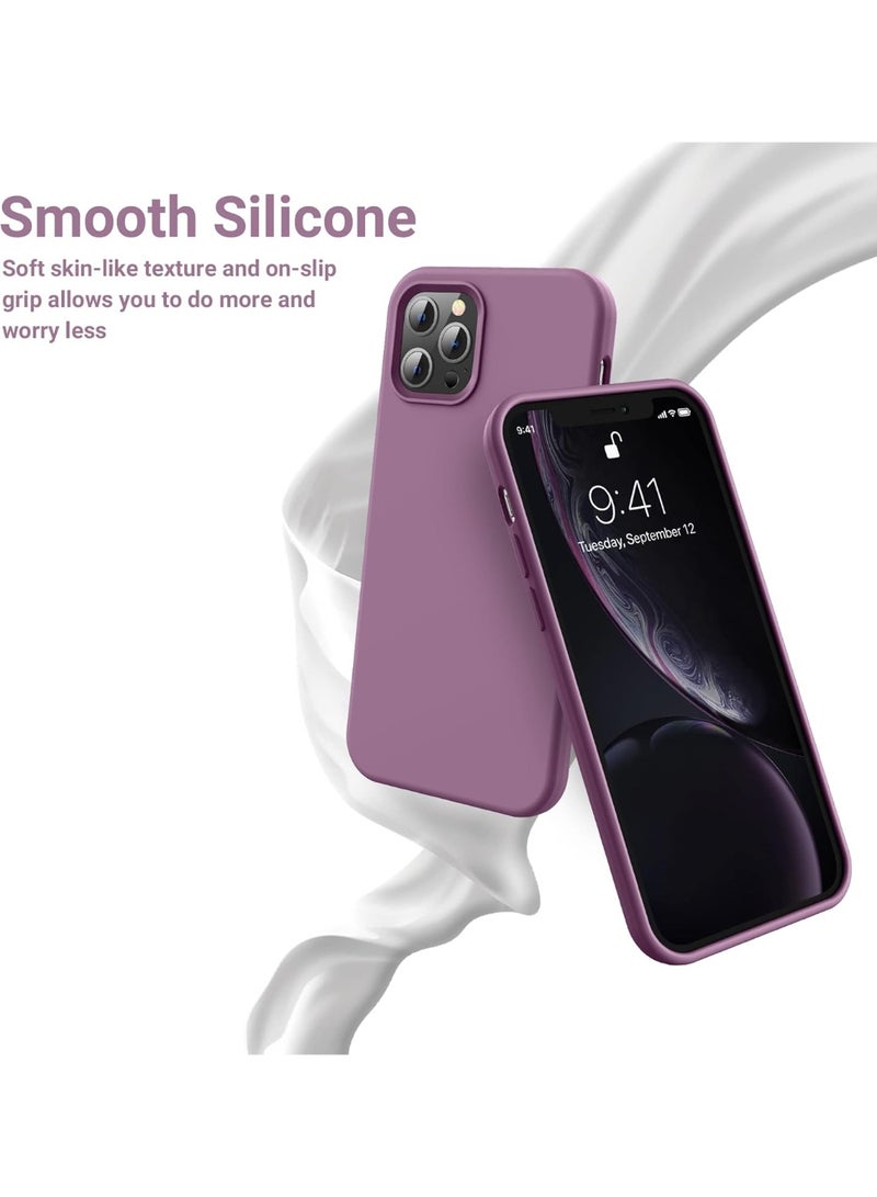 Compatible with iPhone 12/12 Pro Case 6.1 Inch Slim Liquid Silicone 4 Layers Soft Gel Rubber Shockproof Protective Phone Case with Anti Scratch Microfiber Lining (Lavender) - Image 2