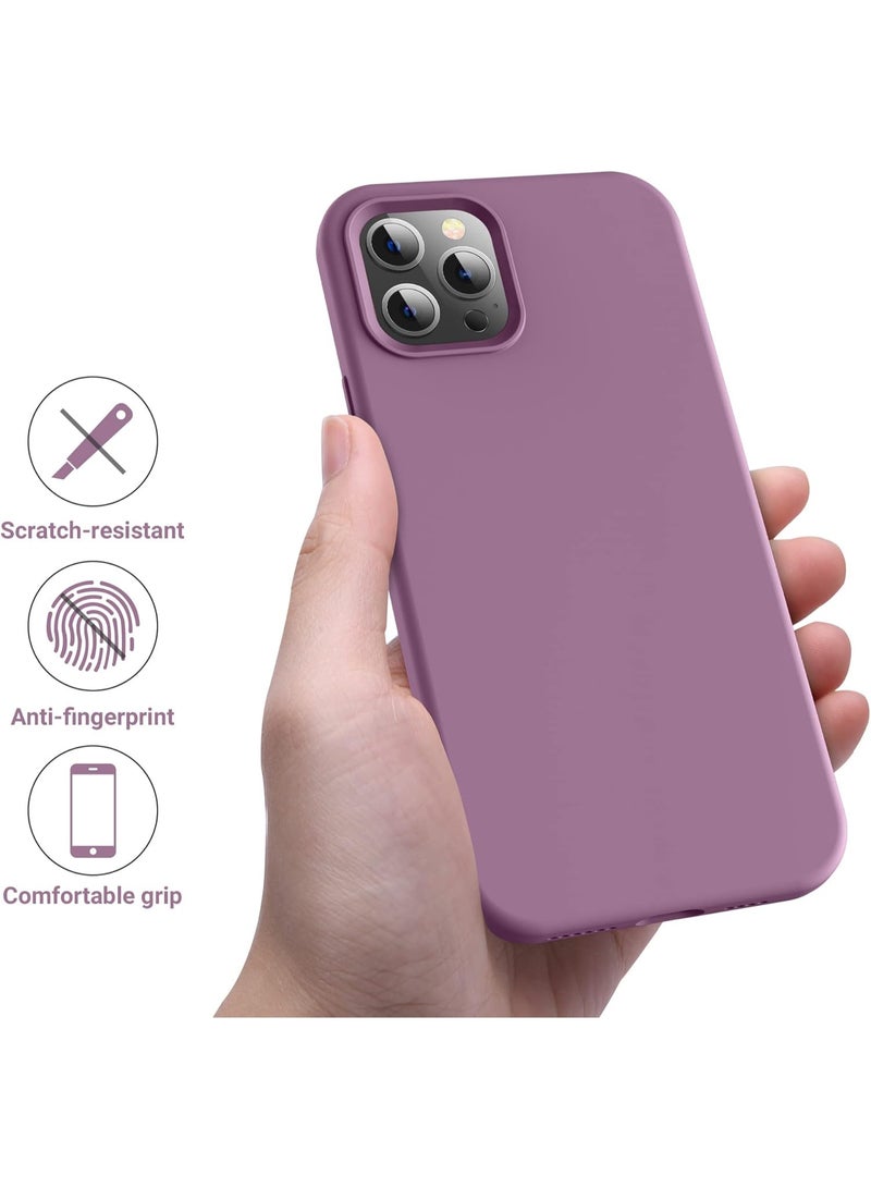 Compatible with iPhone 12/12 Pro Case 6.1 Inch Slim Liquid Silicone 4 Layers Soft Gel Rubber Shockproof Protective Phone Case with Anti Scratch Microfiber Lining (Lavender) - Image 4