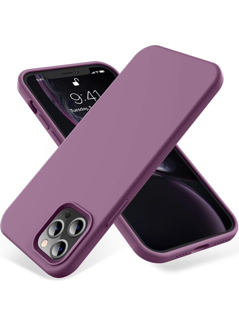 Compatible with iPhone 12/12 Pro Case 6.1 Inch Slim Liquid Silicone 4 Layers Soft Gel Rubber Shockproof Protective Phone Case with Anti Scratch Microfiber Lining (Lavender) - Image 1